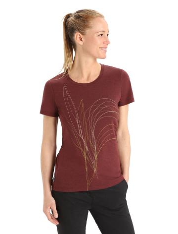 Espresso Icebreaker Merino Central Classic Short Sleeve Leaf Women's T Shirts | AU 1560HAPK